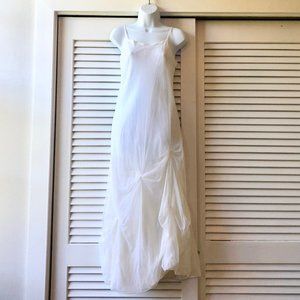 Background White Flowy Maxi Dress